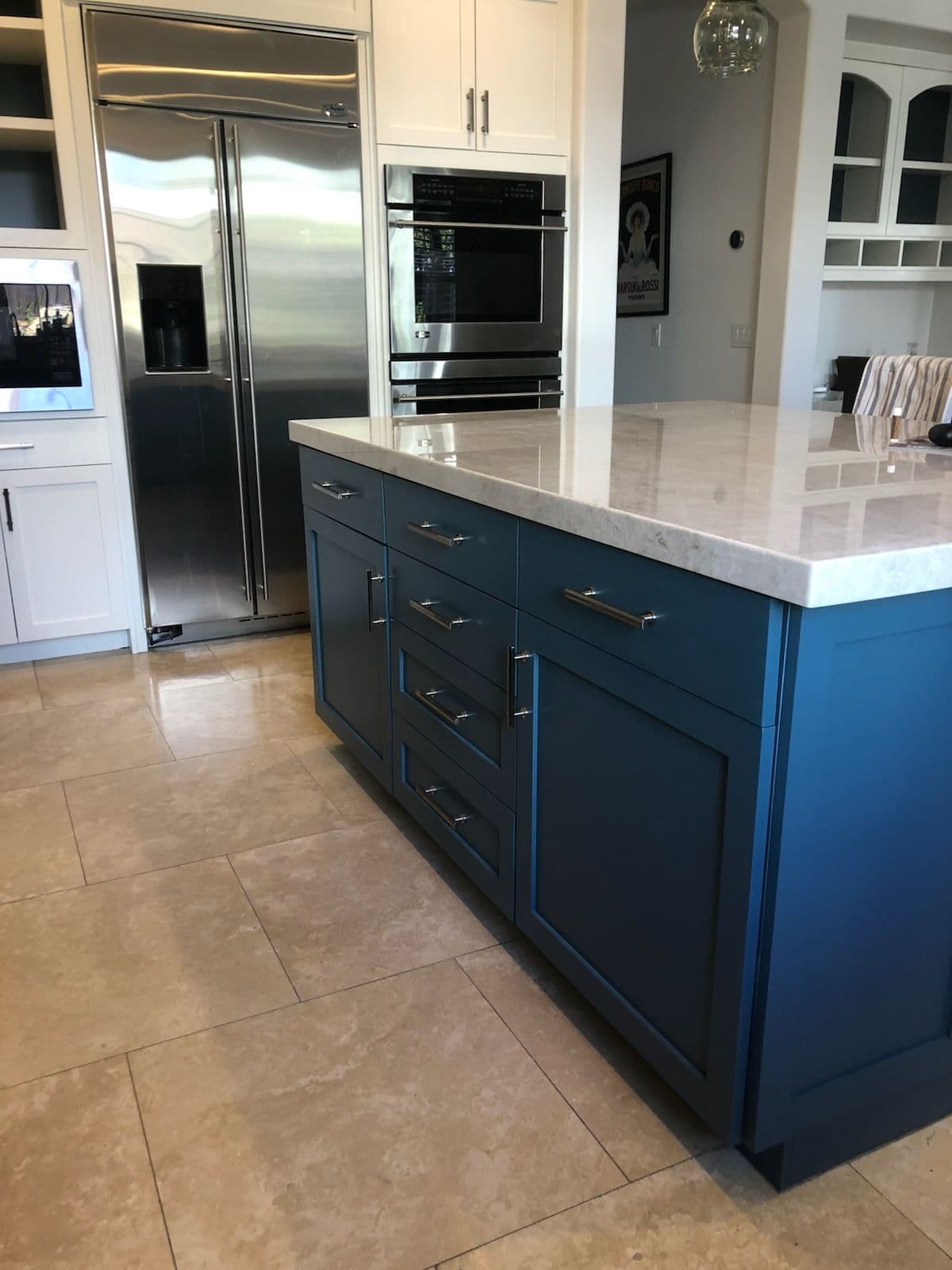 Navy and White Kitchen Cabinet Refinishing in Carlsbad image